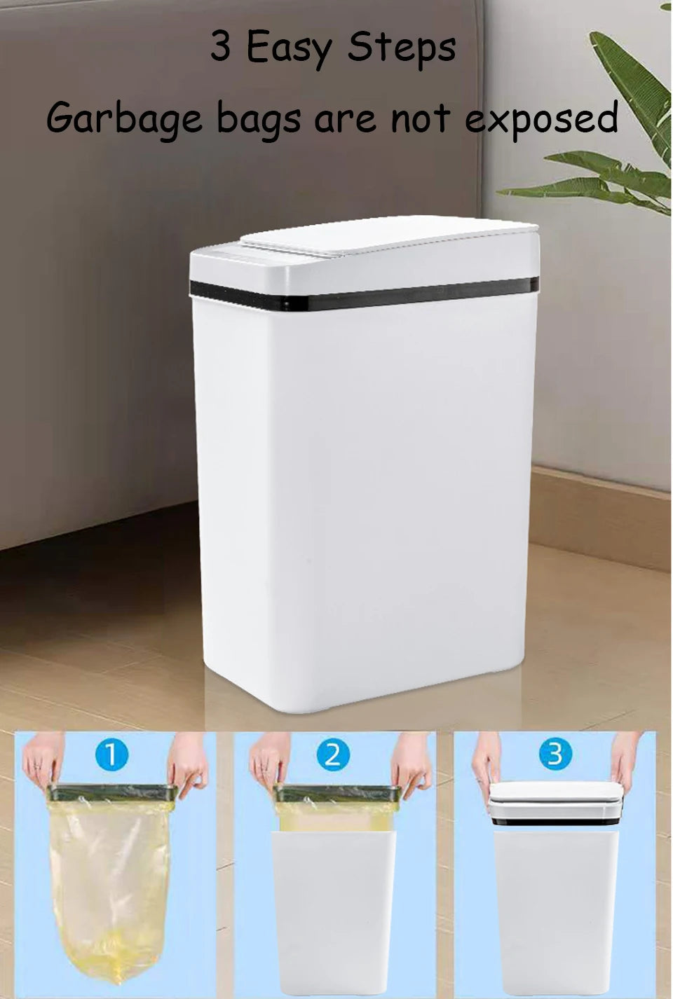 Bathroom Touchless Trash,12L Motion Sensor-Activated Trash Can with Lid,Automatic Kitchen Trash for Office,Living Room,Bedroom - ALL-IN-ONE GENSTORE & SERVICES