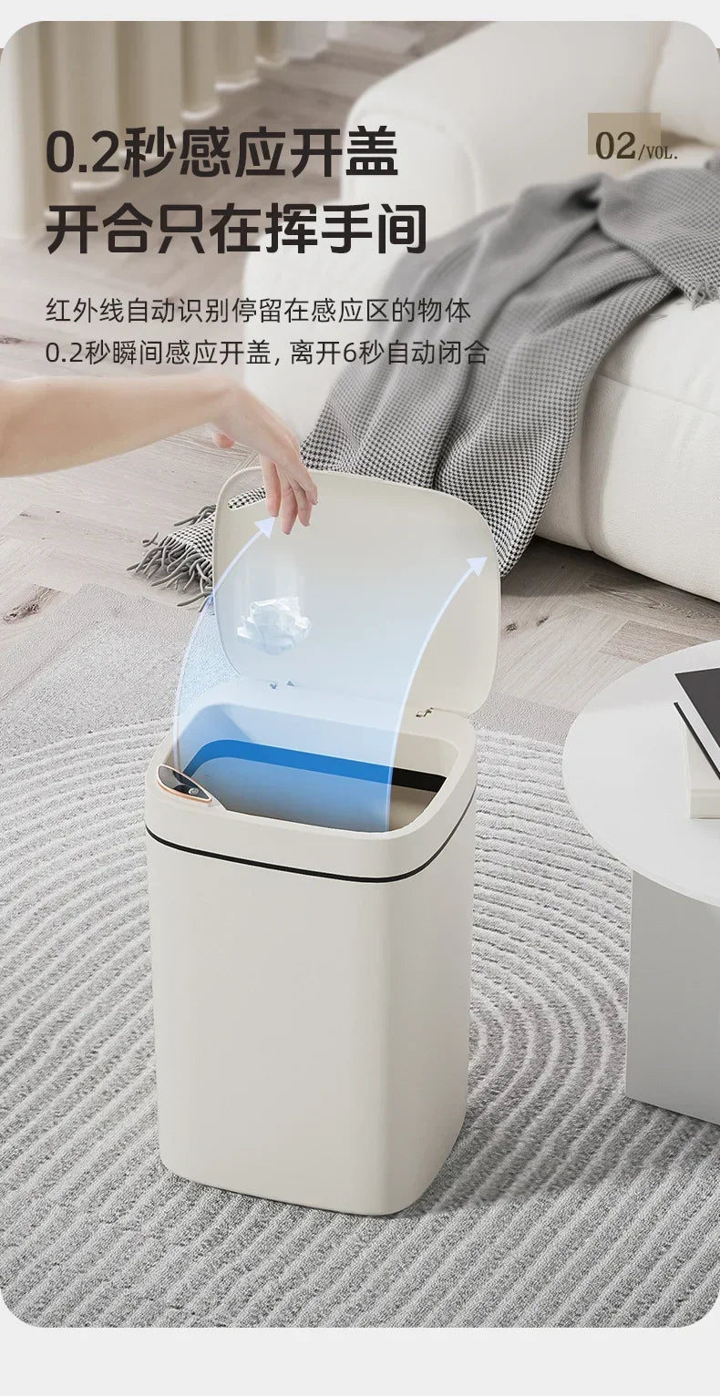 16L Smart Trash Can Automatic Sensor Trash Can Indoor Bathroom Crack Trash Can High Looking Anti-odor Household Products - ALL-IN-ONE GENSTORE & SERVICES