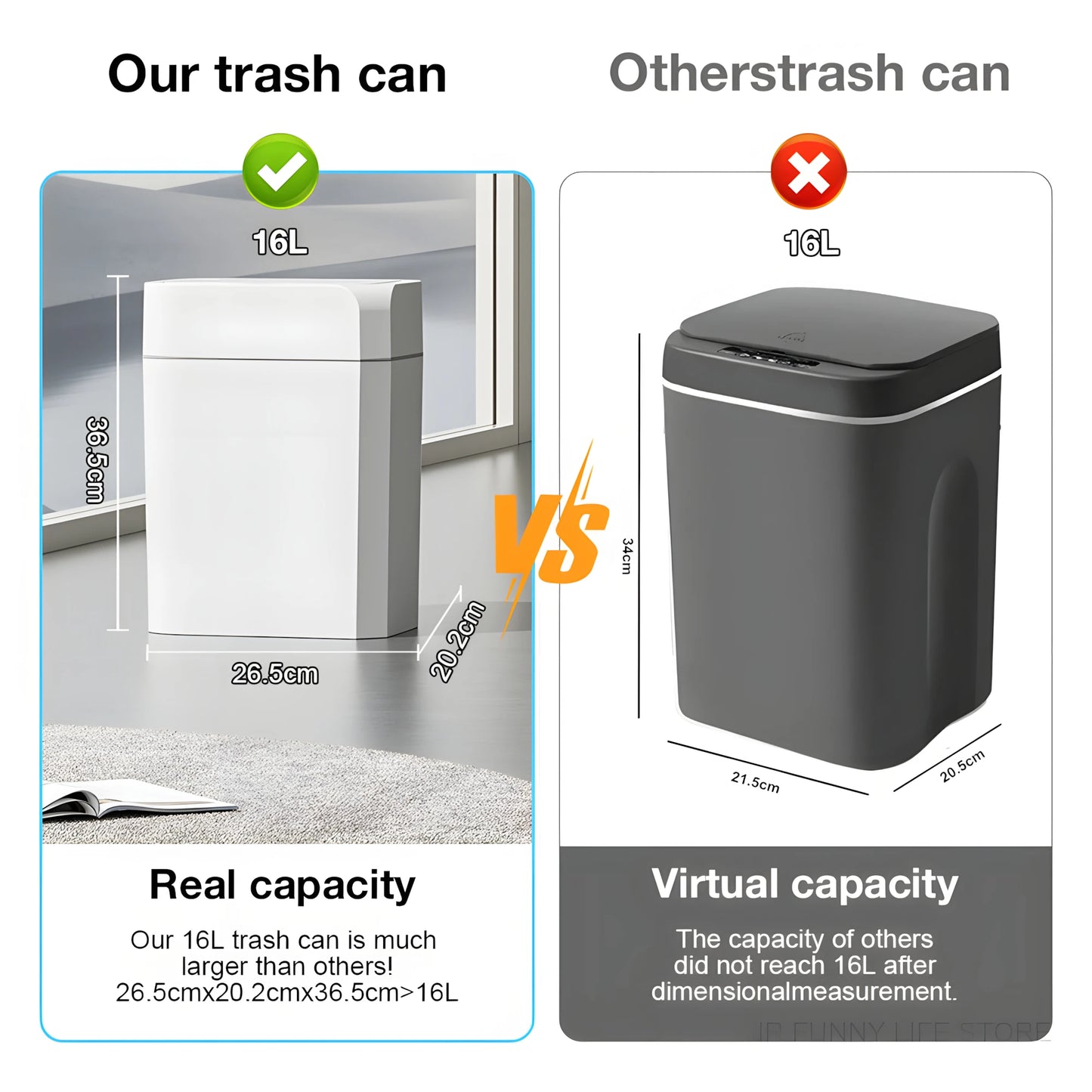 12L+16L Smart Sensor Trash Can Bathroom Anti odor Automatic Trash Bin For Toilet White Electric Wastebasket - ALL-IN-ONE GENSTORE & SERVICES