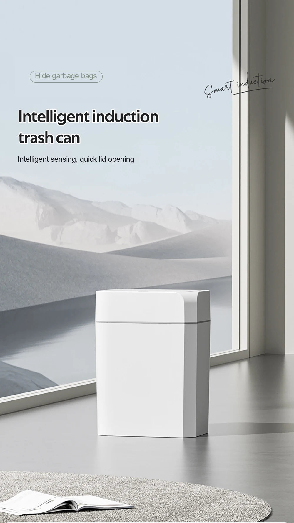 12L+16L Smart Sensor Trash Can Bathroom Anti odor Automatic Trash Bin For Toilet White Electric Wastebasket - ALL-IN-ONE GENSTORE & SERVICES