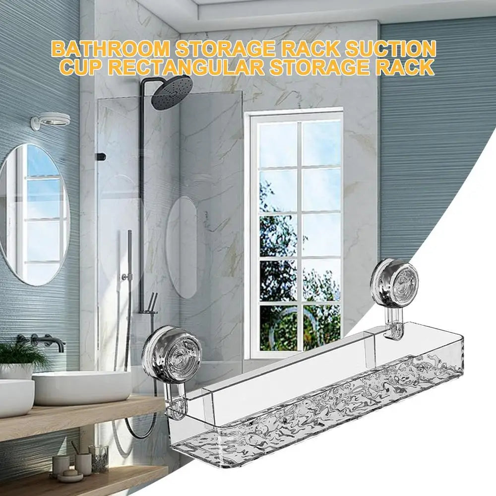 Suction Cup Storage Rack Rectangle Organizer Shelf No Drilling Bathroom Shower Organizer Holder For Countertop Kitchen Bathroom - ALL-IN-ONE GENSTORE & SERVICES