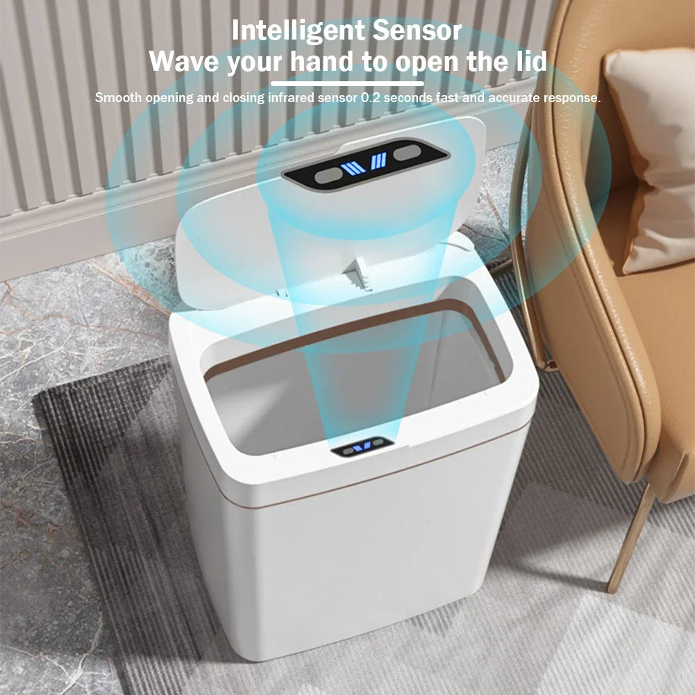 15/18L Smart Sensor Trash Can Waterproof Intelligent Touchless Trash Can Quiet Auto Motion Sensor Rubbish for Kitchen Bathroom - ALL-IN-ONE GENSTORE & SERVICES