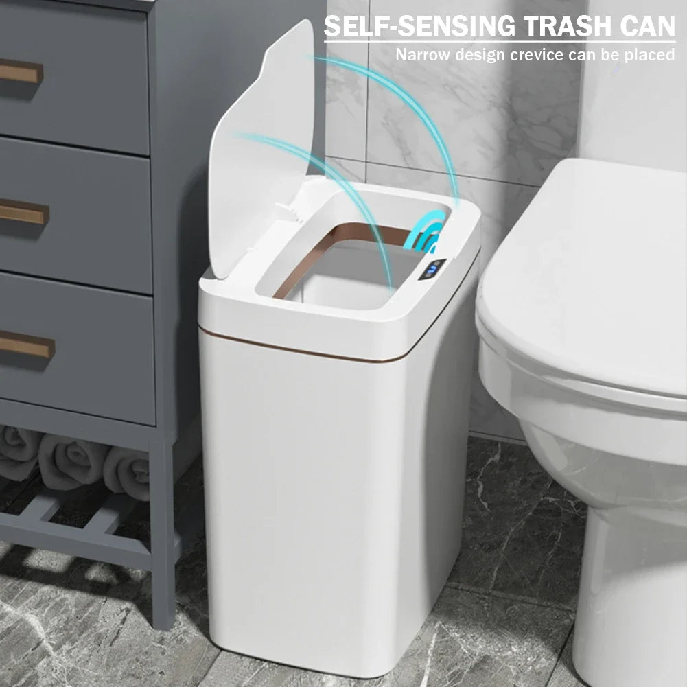 15/18L Smart Sensor Trash Can Waterproof Intelligent Touchless Trash Can Quiet Auto Motion Sensor Rubbish for Kitchen Bathroom - ALL-IN-ONE GENSTORE & SERVICES