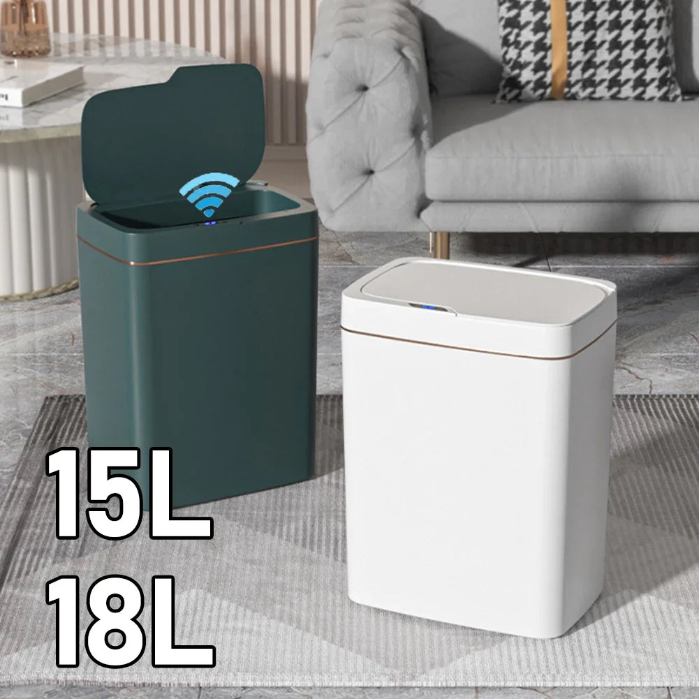 15/18L Smart Sensor Trash Can Waterproof Intelligent Touchless Trash Can Quiet Auto Motion Sensor Rubbish for Kitchen Bathroom - ALL-IN-ONE GENSTORE & SERVICES