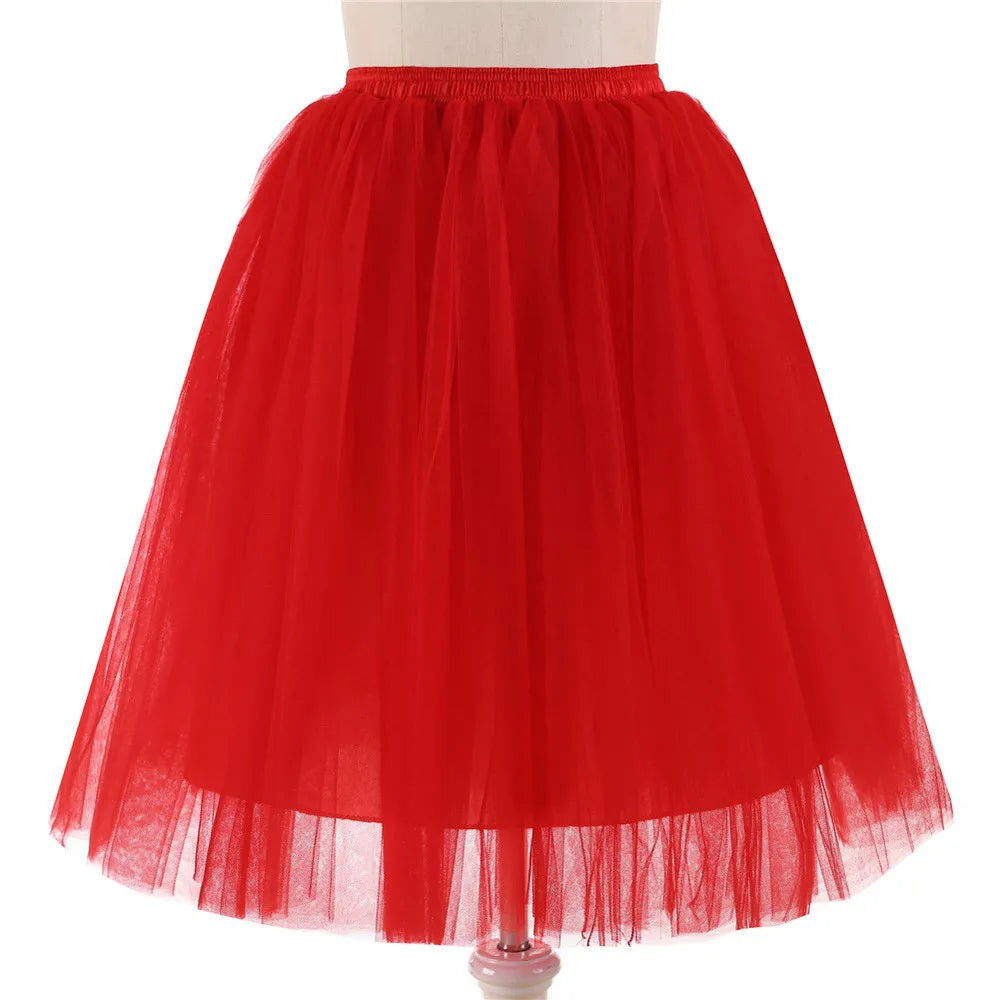 Elegant Women Tulle Skirt Korean Fashion Mesh Womens Pleated Knee Length Skirt Adult Tutu Dancing Skirt Green Party Faldas - ALL-IN-ONE GENSTORE & SERVICES