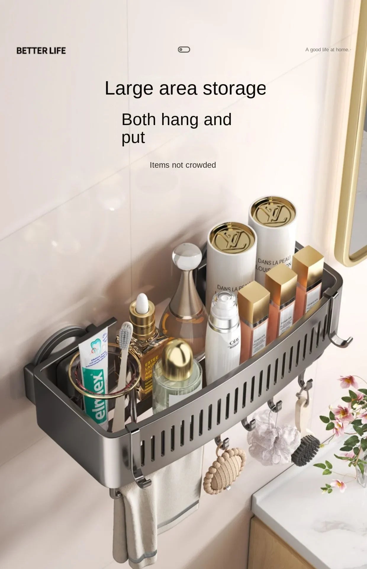 Vacuum Suction Cup Bathroom Shelf Wall Mounted Thickened Aluminum Bathroom Shelves No Drilling Shower Organizer Bathroom Storage - ALL-IN-ONE GENSTORE & SERVICES