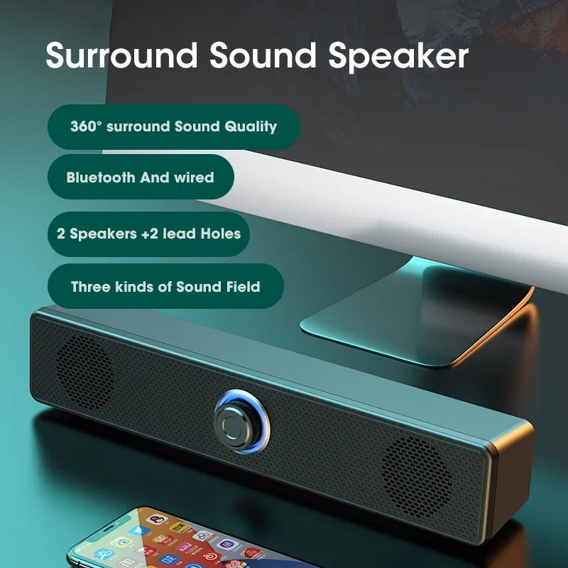 Home Theater Bluetooth Speaker Wired and Wireless Soundbar USB Powered Soundbar for TV Pc Laptop Gaming Surround Audio System - ALL-IN-ONE GENSTORE & SERVICES