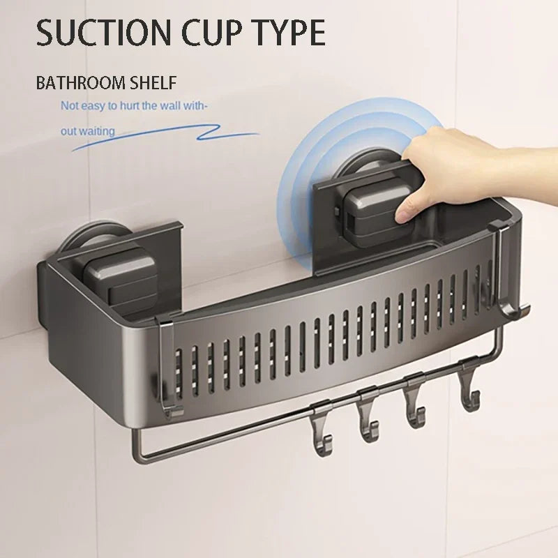 Vacuum Suction Cup Bathroom Shelf Wall Mounted Thickened Aluminum Bathroom Shelves No Drilling Shower Organizer Bathroom Storage - ALL-IN-ONE GENSTORE & SERVICES