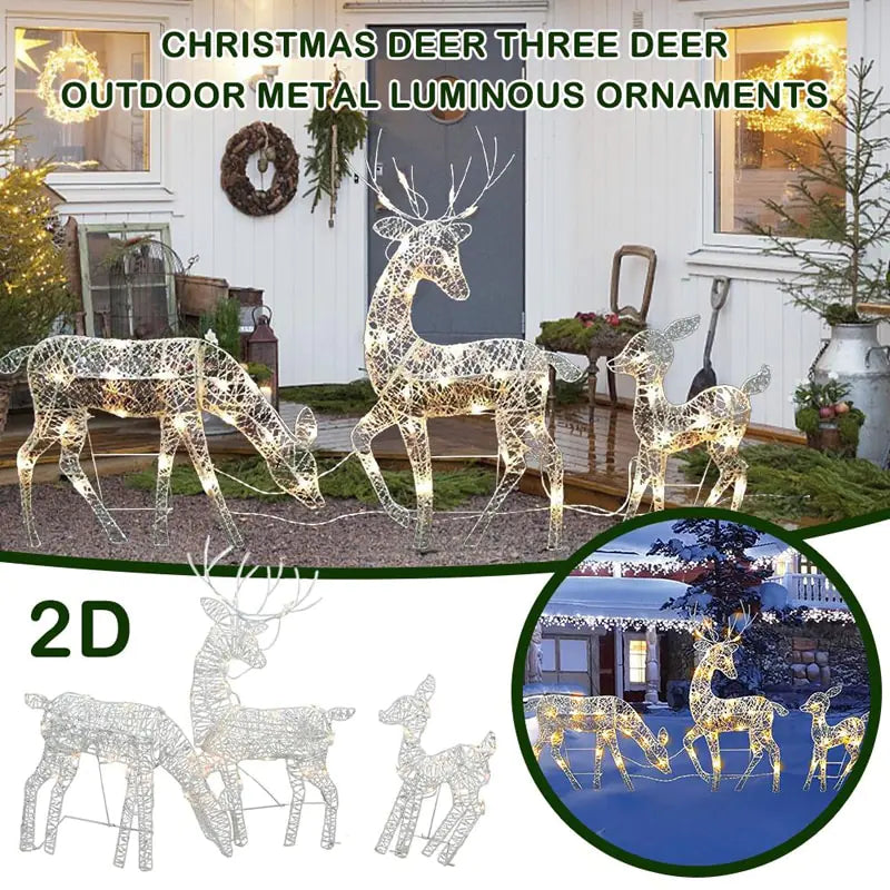 3-Piece Christmas LED Wrought Iron Deer Set - ALL-IN-ONE GENSTORE & SERVICES