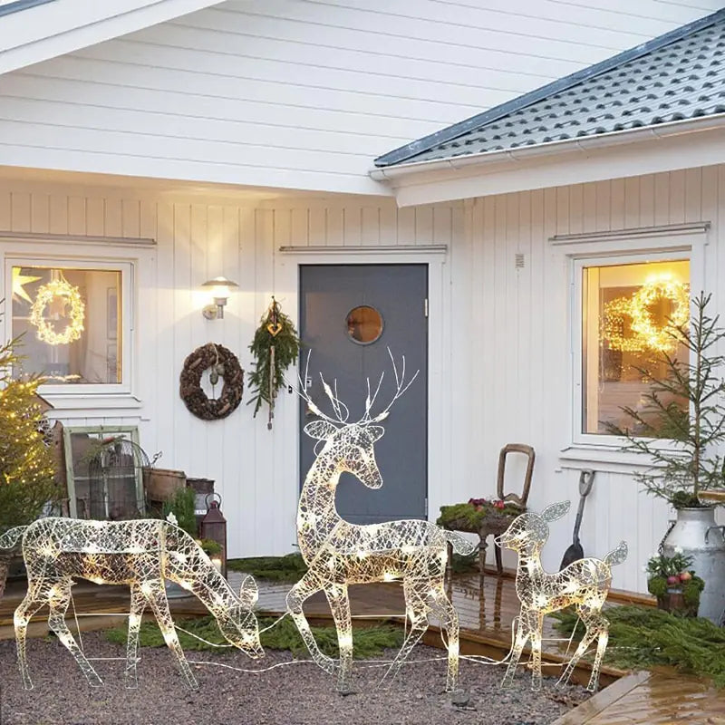 3-Piece Christmas LED Wrought Iron Deer Set - ALL-IN-ONE GENSTORE & SERVICES