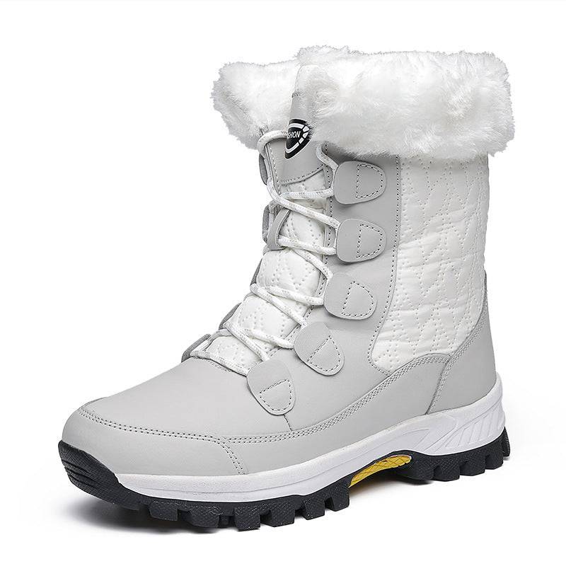 Bottes de neige imperméables pour femmes, mi-mollet, fermeture éclair sur le devant