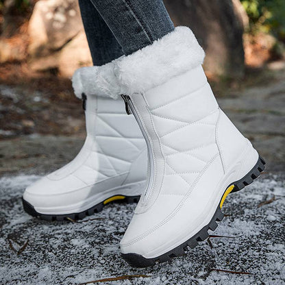 Waterproof Snow Boots Women's Mid-calf Front Zipper - ALL-IN-ONE GENSTORE & SERVICES