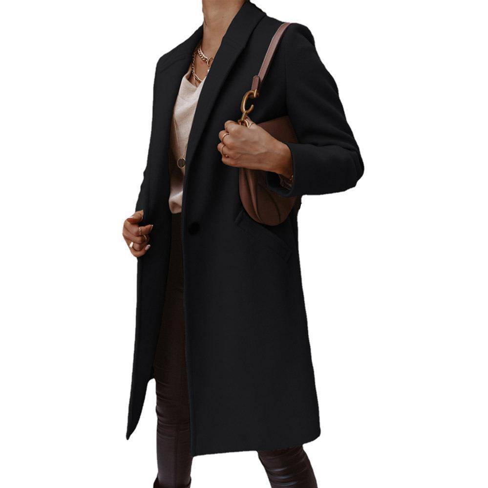 A Mid-length Coat With Solid Lapels