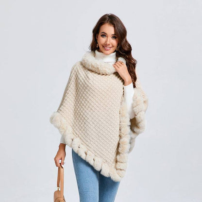Rex Rabbit Fur Collar Shawl Cape Luxury Fur Cape Wraps Shawl Autumn Winter Fashion Graceful Cloak Outerwear Women Party Wedding Dress - ALL-IN-ONE GENSTORE & SERVICES