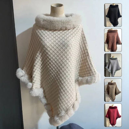 Rex Rabbit Fur Collar Shawl Cape Luxury Fur Cape Wraps Shawl Autumn Winter Fashion Graceful Cloak Outerwear Women Party Wedding Dress - ALL-IN-ONE GENSTORE & SERVICES