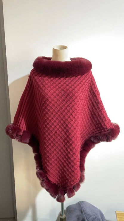 Rex Rabbit Fur Collar Shawl Cape Luxury Fur Cape Wraps Shawl Autumn Winter Fashion Graceful Cloak Outerwear Women Party Wedding Dress - ALL-IN-ONE GENSTORE & SERVICES