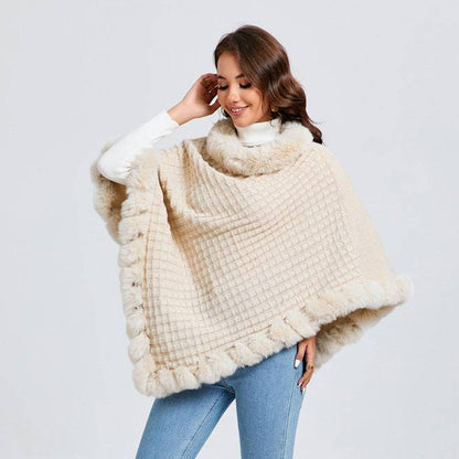 Rex Rabbit Fur Collar Shawl Cape Luxury Fur Cape Wraps Shawl Autumn Winter Fashion Graceful Cloak Outerwear Women Party Wedding Dress - ALL-IN-ONE GENSTORE & SERVICES