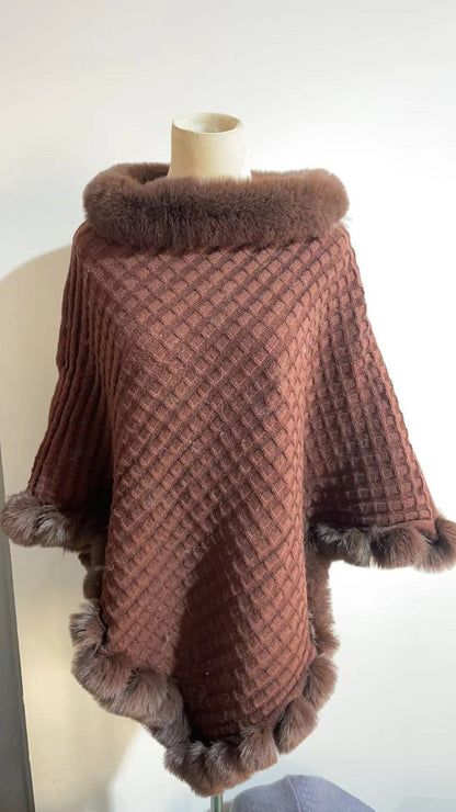Rex Rabbit Fur Collar Shawl Cape Luxury Fur Cape Wraps Shawl Autumn Winter Fashion Graceful Cloak Outerwear Women Party Wedding Dress - ALL-IN-ONE GENSTORE & SERVICES
