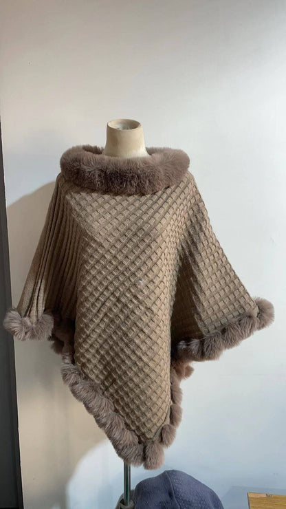Rex Rabbit Fur Collar Shawl Cape Luxury Fur Cape Wraps Shawl Autumn Winter Fashion Graceful Cloak Outerwear Women Party Wedding Dress - ALL-IN-ONE GENSTORE & SERVICES