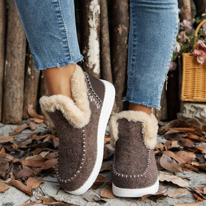 Plus Size Fleece-lined Thicker Raw Edge Warm Flat Bottom Cotton Shoes - ALL-IN-ONE GENSTORE & SERVICES