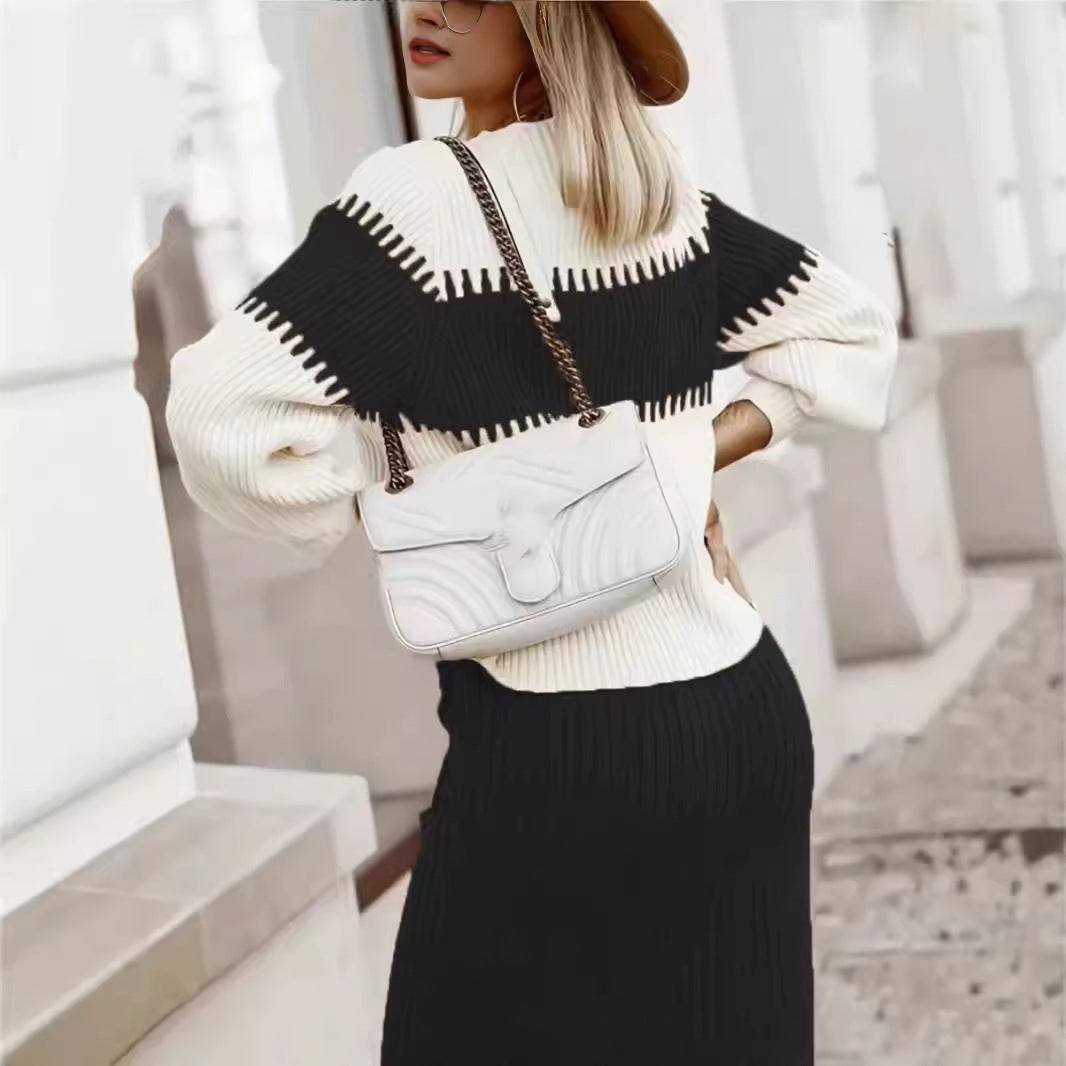 Black Pullover Sweater Set Internet Celebrity Knitted - ALL-IN-ONE GENSTORE & SERVICES