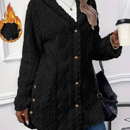 European And American Hooded Solid Color Cardigan Button Long Sleeve Coat - ALL-IN-ONE GENSTORE & SERVICES