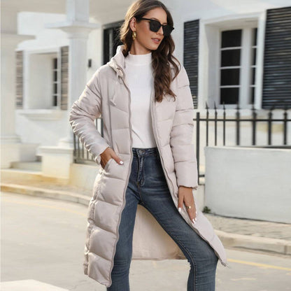 Hooded Women's Cotton Padded Clothing Women's Mid-length Slim Fit - ALL-IN-ONE GENSTORE & SERVICES
