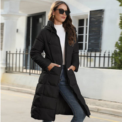 Hooded Women's Cotton Padded Clothing Women's Mid-length Slim Fit - ALL-IN-ONE GENSTORE & SERVICES