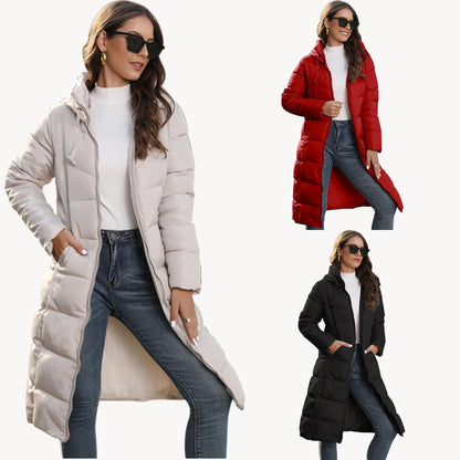Hooded Women's Cotton Padded Clothing Women's Mid-length Slim Fit - ALL-IN-ONE GENSTORE & SERVICES