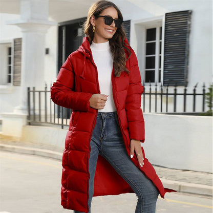 Hooded Women's Cotton Padded Clothing Women's Mid-length Slim Fit - ALL-IN-ONE GENSTORE & SERVICES
