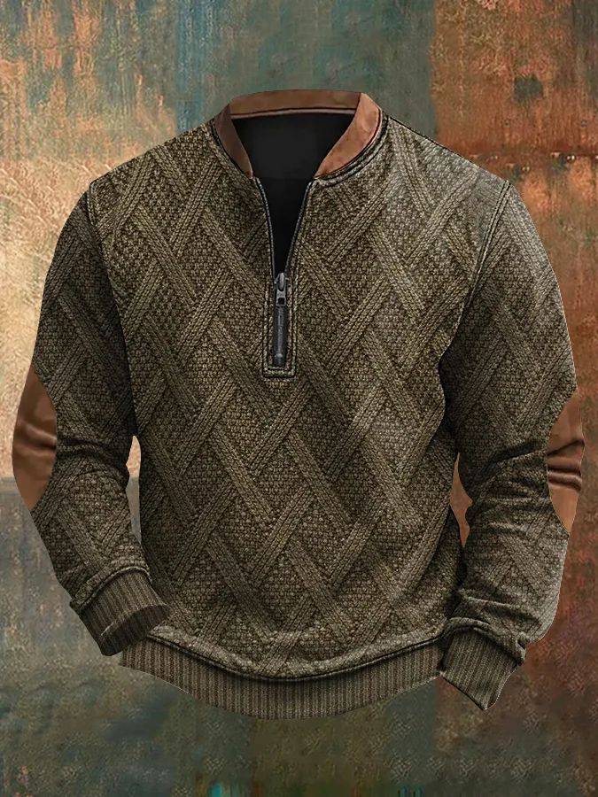 Suéter con media cremallera para hombre Suéter con estampado europeo y americano de otoño e invierno