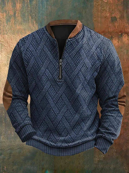 Men's Half Zipper Sweater European And American Autumn And Winter Printing Sweater - ALL-IN-ONE GENSTORE & SERVICES
