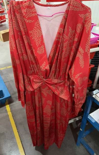Summer Nine-quarter Sleeve V-neck Painted Dress - ALL-IN-ONE GENSTORE & SERVICES