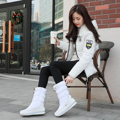 Winter New Plus Velvet Thick Cotton Shoes Thermal Middle Tube Waterproof Non-slip Boots - ALL-IN-ONE GENSTORE & SERVICES