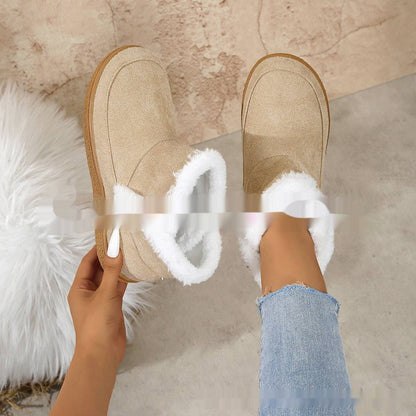 Insulated Cotton-padded Shoes Large Size Flat Bottom Solid Color Fleece Lined Padded Warm Keeping - ALL-IN-ONE GENSTORE & SERVICES