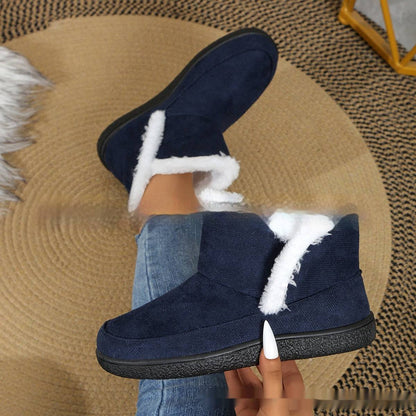 Insulated Cotton-padded Shoes Large Size Flat Bottom Solid Color Fleece Lined Padded Warm Keeping - ALL-IN-ONE GENSTORE & SERVICES