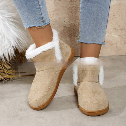 Insulated Cotton-padded Shoes Large Size Flat Bottom Solid Color Fleece Lined Padded Warm Keeping - ALL-IN-ONE GENSTORE & SERVICES