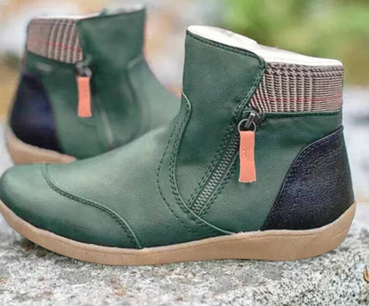 Leather Stitching Flat Bottom Martin Boots With Zipper Plus Size - ALL-IN-ONE GENSTORE & SERVICES