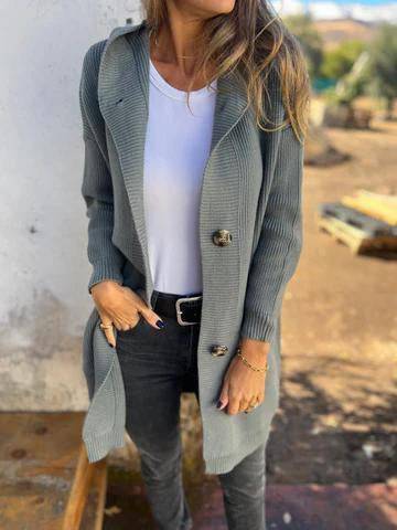Mid-length Sweater Cardigan Women's Clothes Light Gray - ALL-IN-ONE GENSTORE & SERVICES