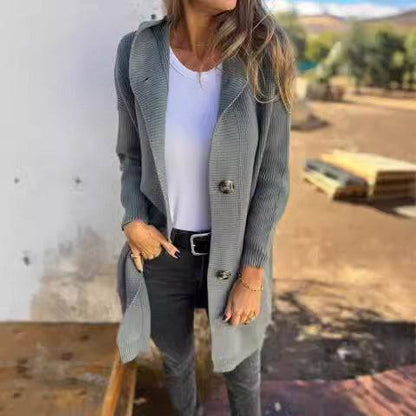 Mid-length Sweater Cardigan Women's Clothes Light Gray - ALL-IN-ONE GENSTORE & SERVICES