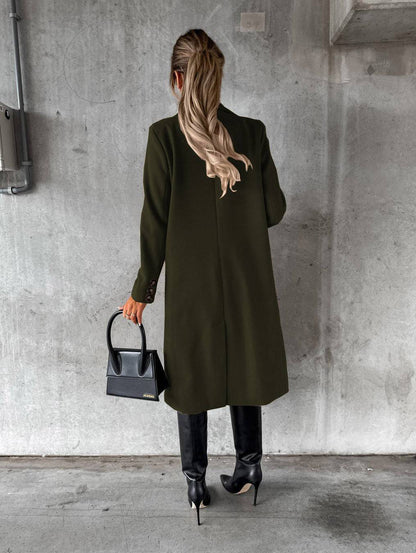 Long Sleeve Lapel Coat Winter Fashion Solid Double Breasted Slim Long Jacket Womens Clothing - ALL-IN-ONE GENSTORE & SERVICES