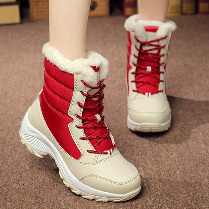 Snow Boots Female High To Help Waterproof Ladies Cotton Shoes Boots Plus Velvet Shoes - ALL-IN-ONE GENSTORE & SERVICES