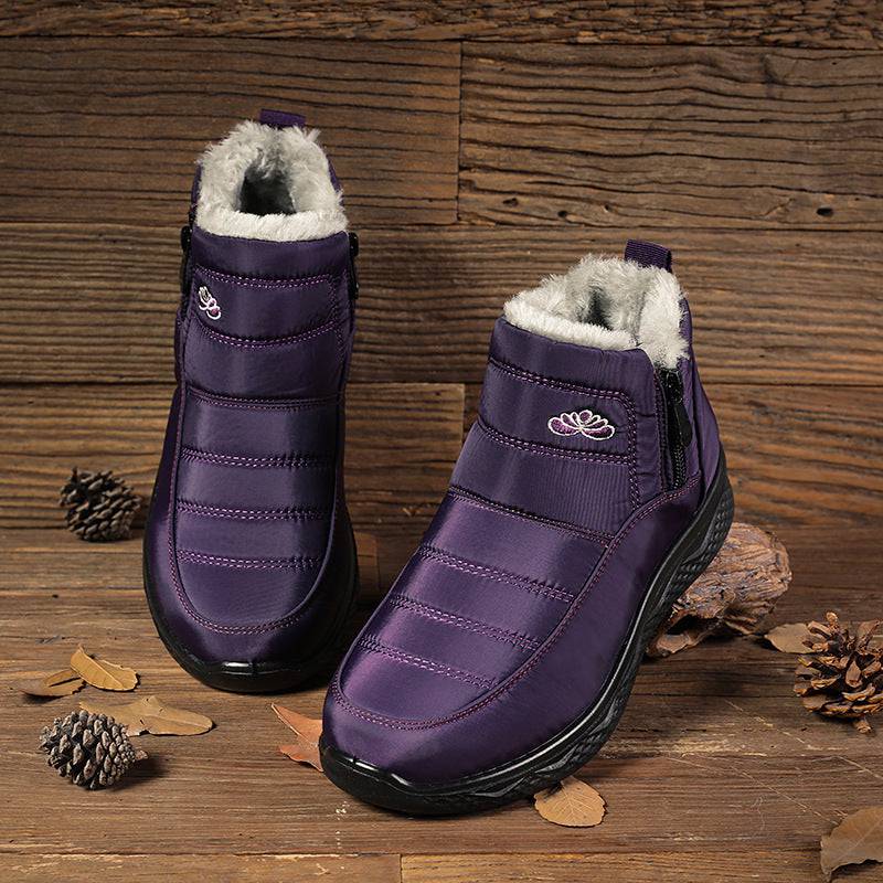 Chaussures rembourrées en coton pour femmes, bottes de neige épaisses et chaudes, bottines pour femmes de grande taille