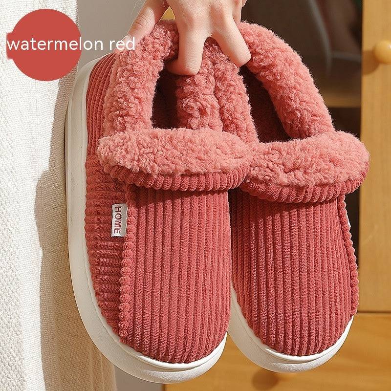 Ankle Wrap Cotton Slippers Winter Women's Plus Size Thickened Fleece-lined Warm Slugged Bottom