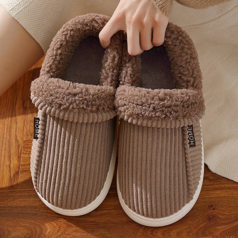 Ankle Wrap Cotton Slippers Winter Women's Plus Size Thickened Fleece-lined Warm Slugged Bottom