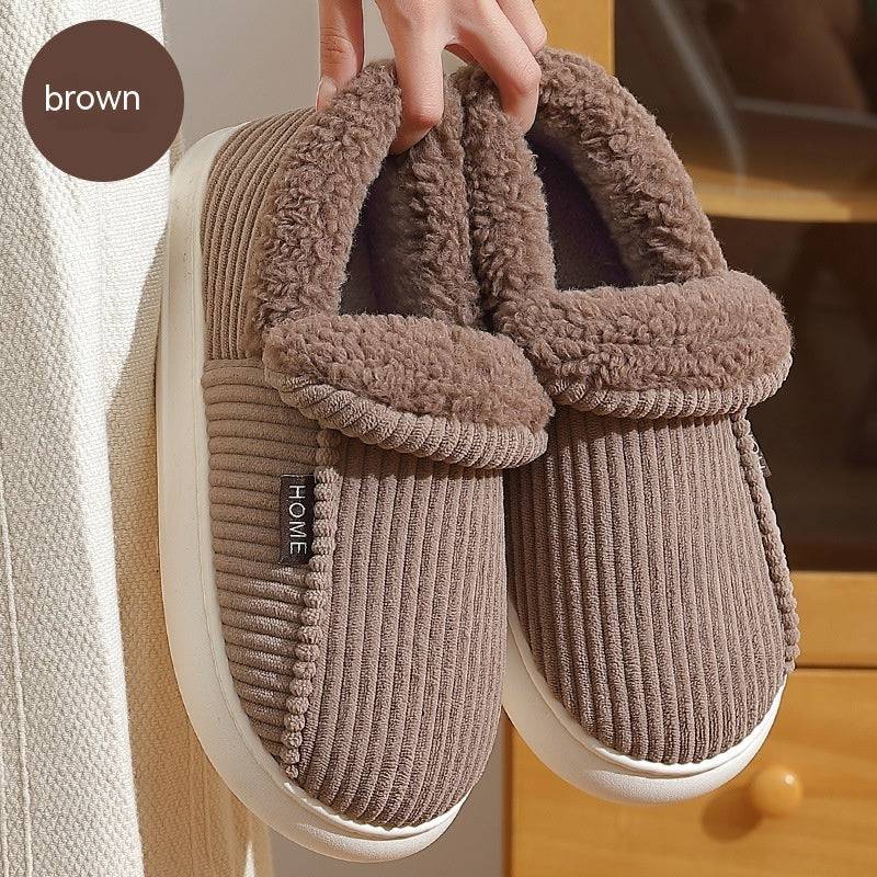 Ankle Wrap Cotton Slippers Winter Women's Plus Size Thickened Fleece-lined Warm Slugged Bottom