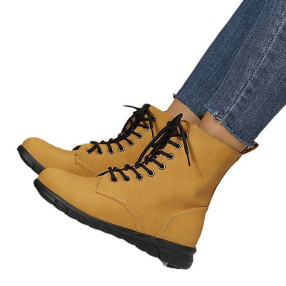 Round Toe Martin Shoes Mid-calf Length Large Size Leather Boots - ALL-IN-ONE GENSTORE & SERVICES