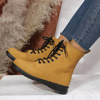 Round Toe Martin Shoes Mid-calf Length Large Size Leather Boots - ALL-IN-ONE GENSTORE & SERVICES