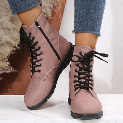 Round Toe Martin Shoes Mid-calf Length Large Size Leather Boots - ALL-IN-ONE GENSTORE & SERVICES