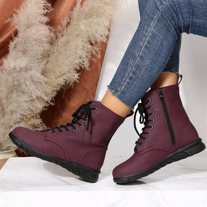 Round Toe Martin Shoes Mid-calf Length Large Size Leather Boots - ALL-IN-ONE GENSTORE & SERVICES